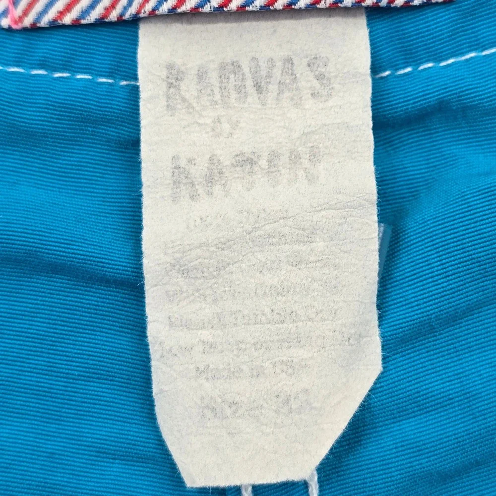 Katin Mens Board Shorts Size 32 Blue Pink Nylon Surf Trunks Made in USA Snap Fly